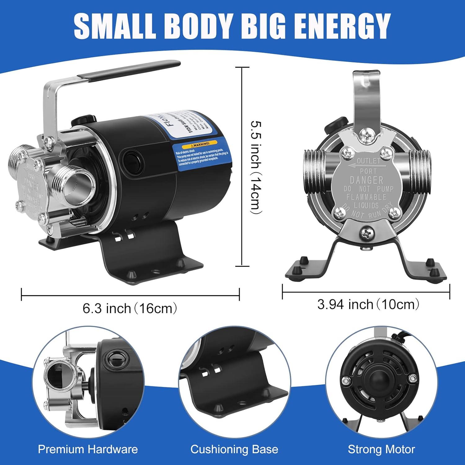 Suреr Dеаl Prоduсt Water Pump 115V 1/10 HP 330 GPH Water Transfer Pump With 3/4 inch Ports Suction Hose And Spare Impeller Electric Water Pump Utility Pump-Black