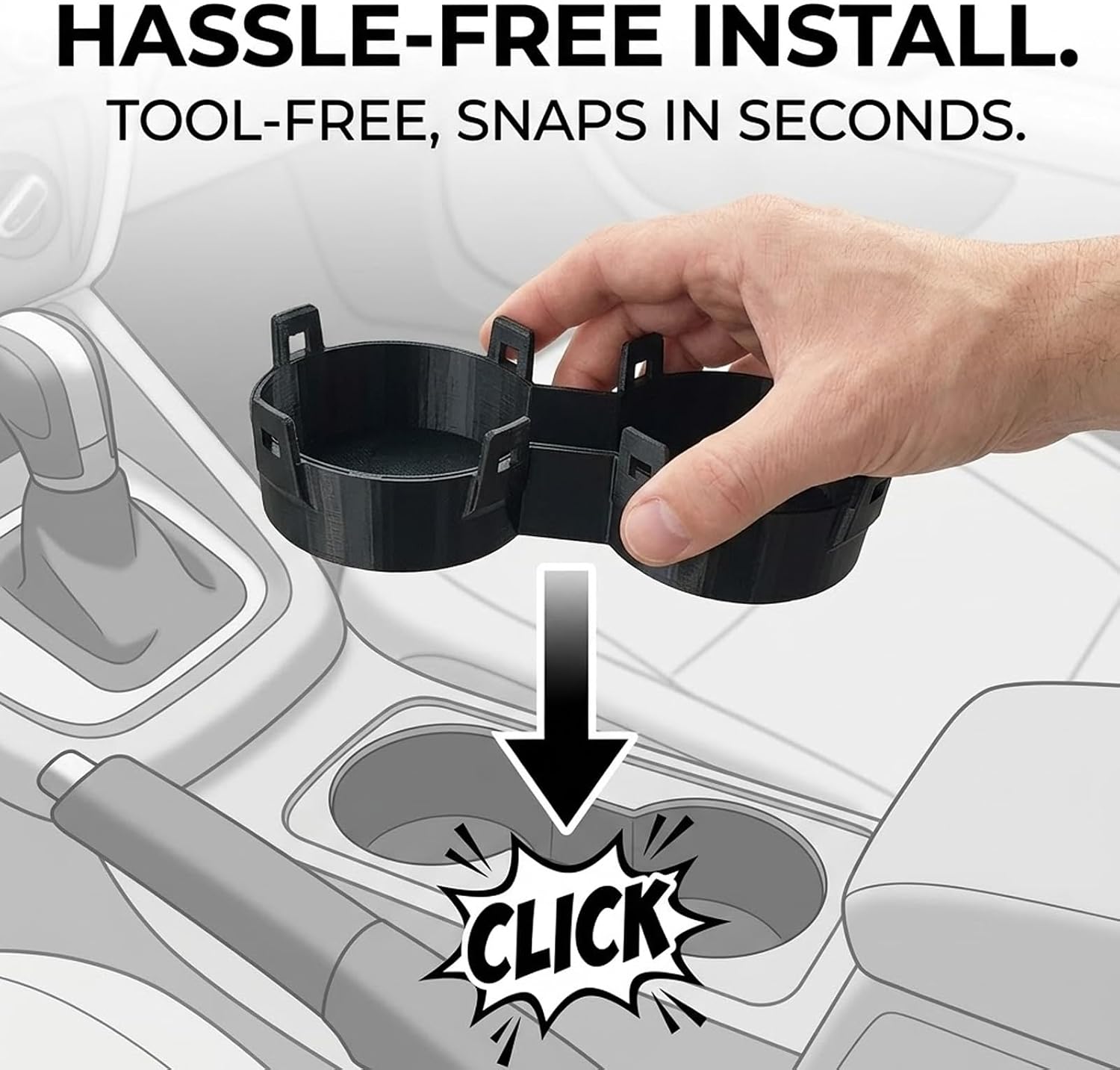 Cup Holder Insert Replacement for VW Volkswagen Jetta MK6 2011-2016, Anti-Spill & Easy Tool-Free Install, Black