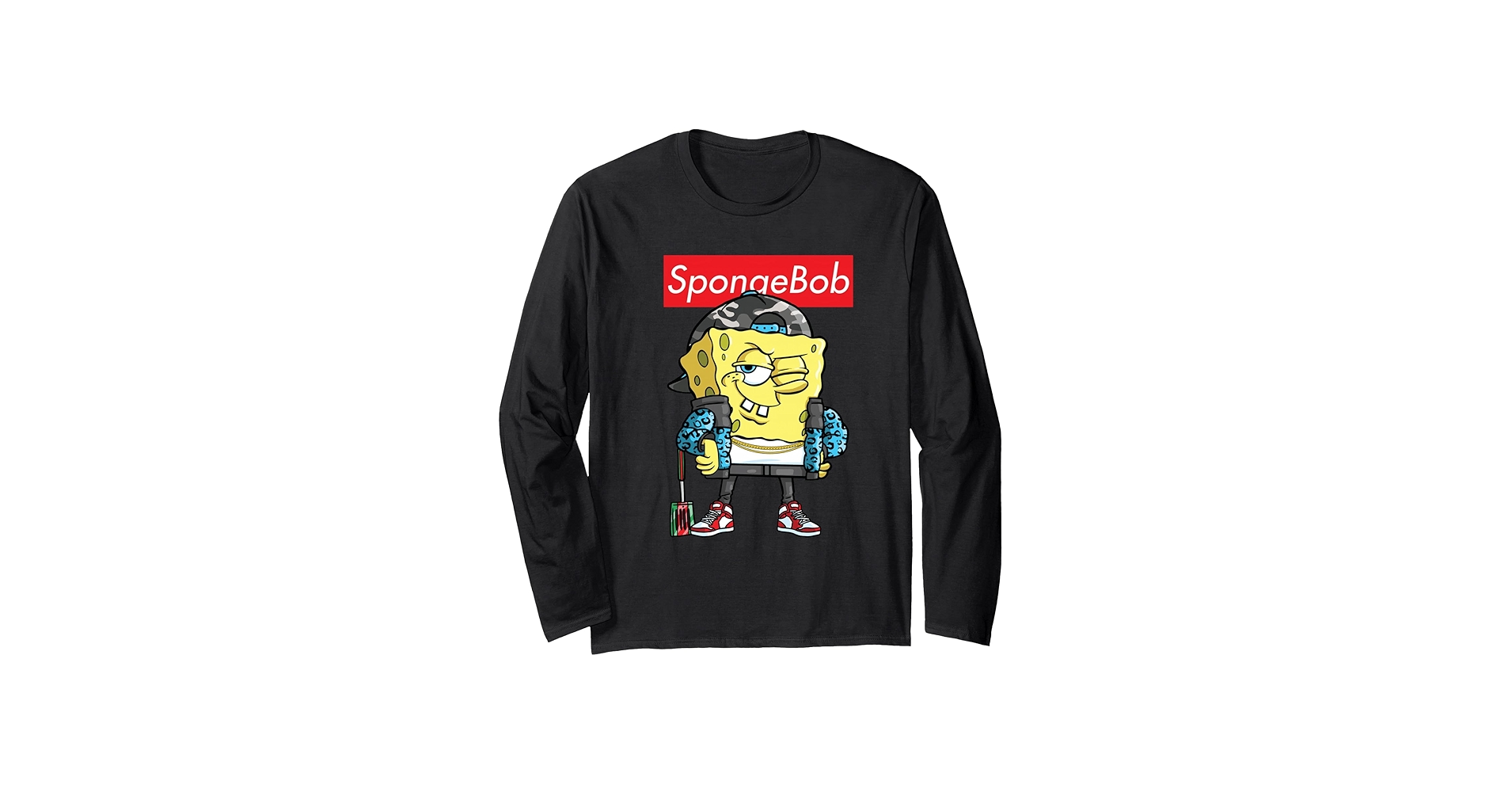 Amazon.com: Spongebob Squarepants Logo Long Sleeve T-Shirt