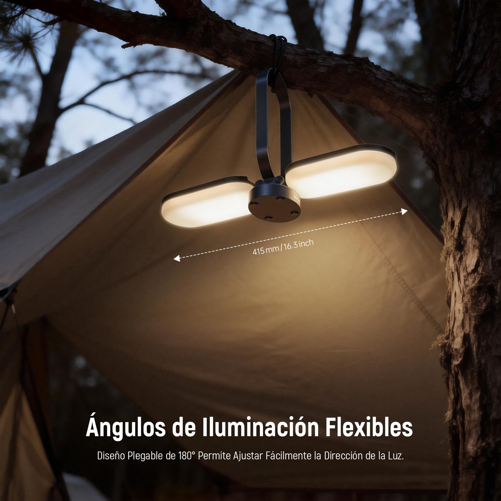 Jeebel Lámpara de Camping Solar, Linterna LED Recargable Plegable con Batería Externa 5000mAh, Regulable Toque, 4 Modos, IP55, Luz para Tienda de Exterior/Excursión/Urgencia/Corte de Corriente (Negro)