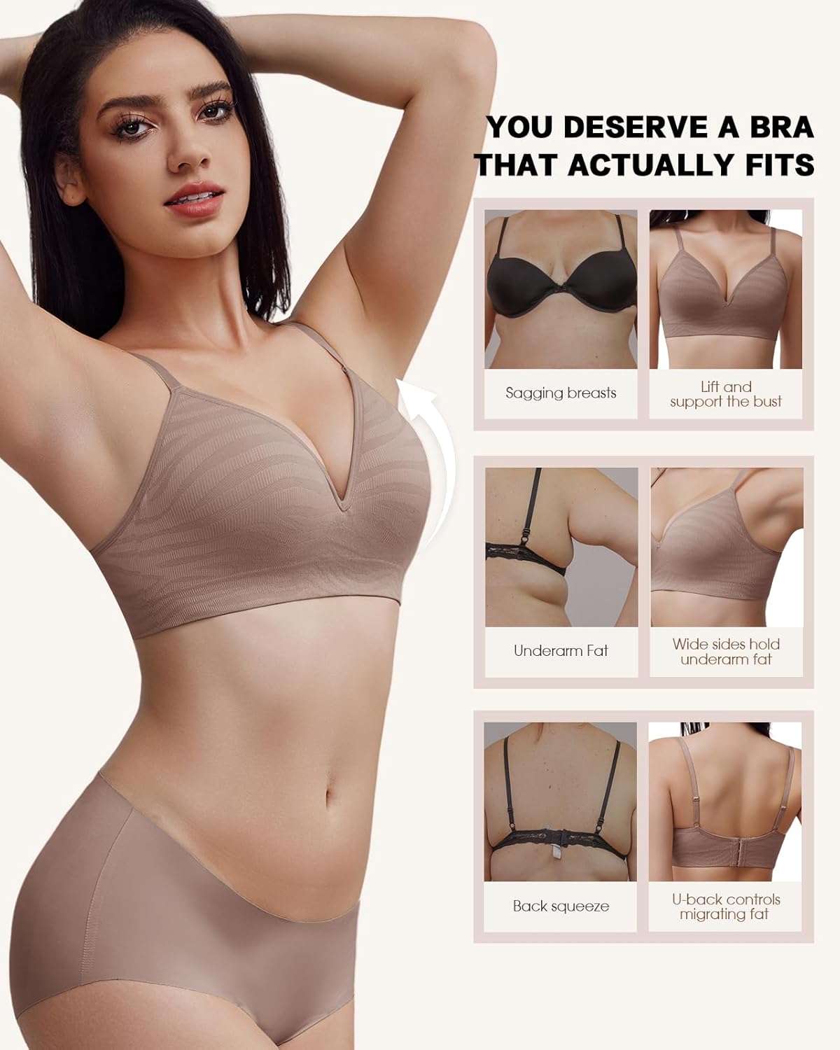 Wireless Full Coverage Seamless Bra, Supportive Lift, Wide Straps, Smoothing Back, Everyday Comfort - Image 4
