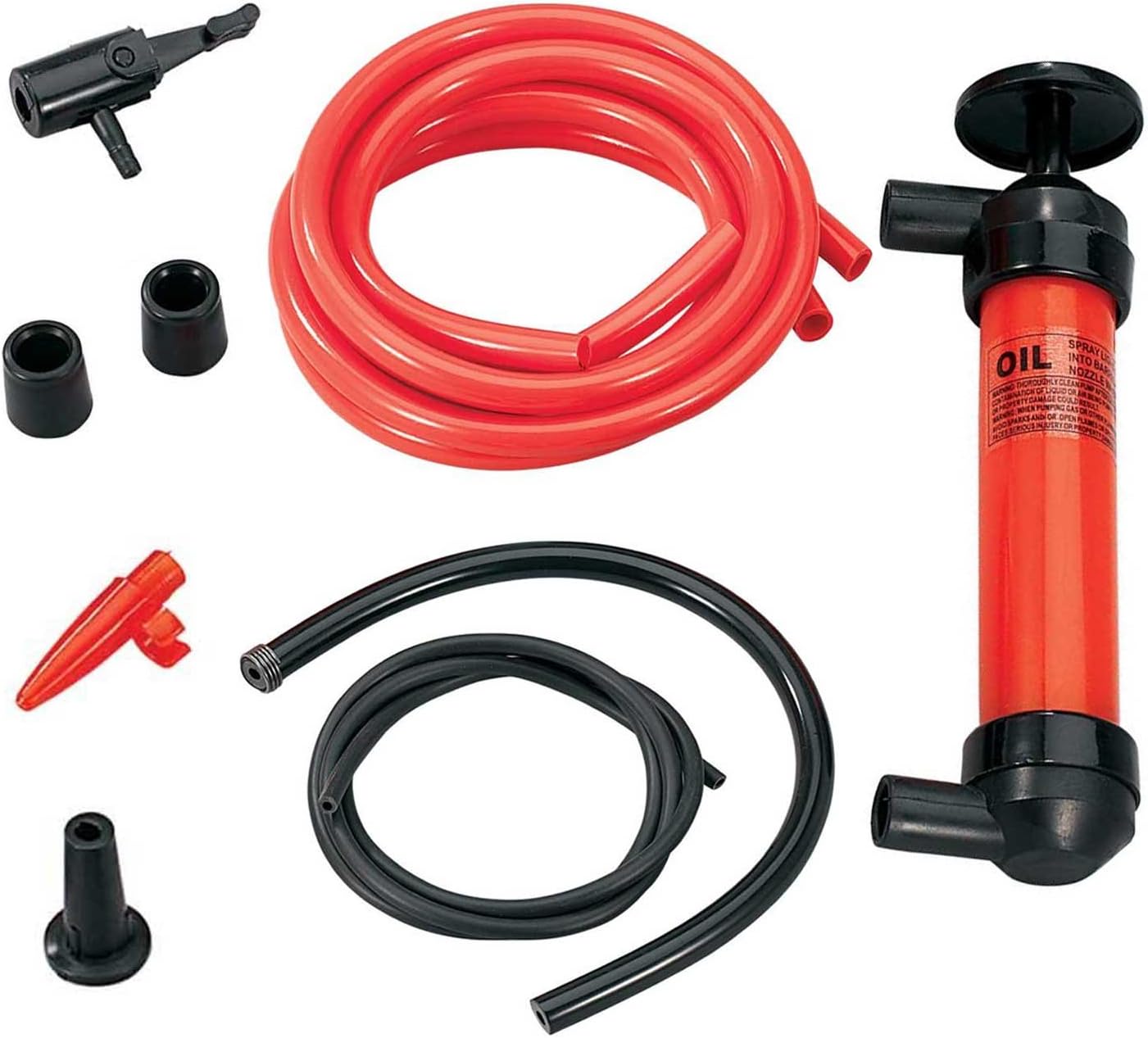 3-in-1 Hand Siphon Pump Gas/Liquid/Air Manual Travel Emergency Vehicle Pump Multi-Use Siphon Fuel Transfer Pump Kit (for Gas Oil and Liquids) HDGGE Red CYC-01