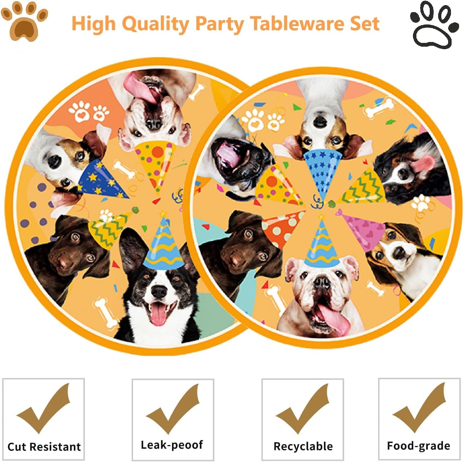 141pcs Pet Dog Party Supplies Paper Plates and Napkins Serve 20 Disposable Tableware Set for Birthday Baby Shower Table Decor