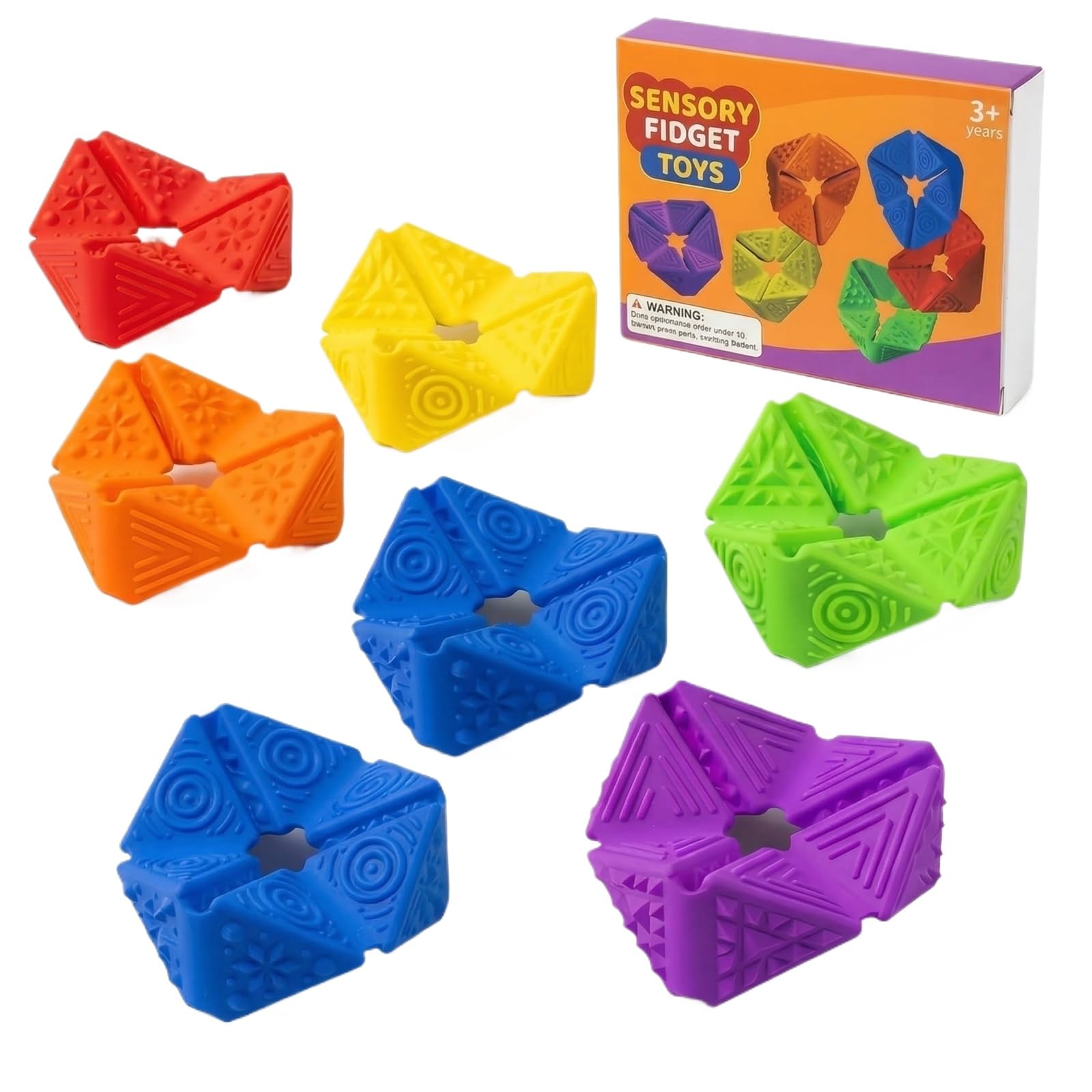 6 Pack Fidget Sensory Toys for Kids & Adults, Quiet Texture Flip Cubes for ADHD, Autism, Anxiety & Stress Relief, Non-Toxic Desk Fidget Toys for Classroom, School, Travel & Home