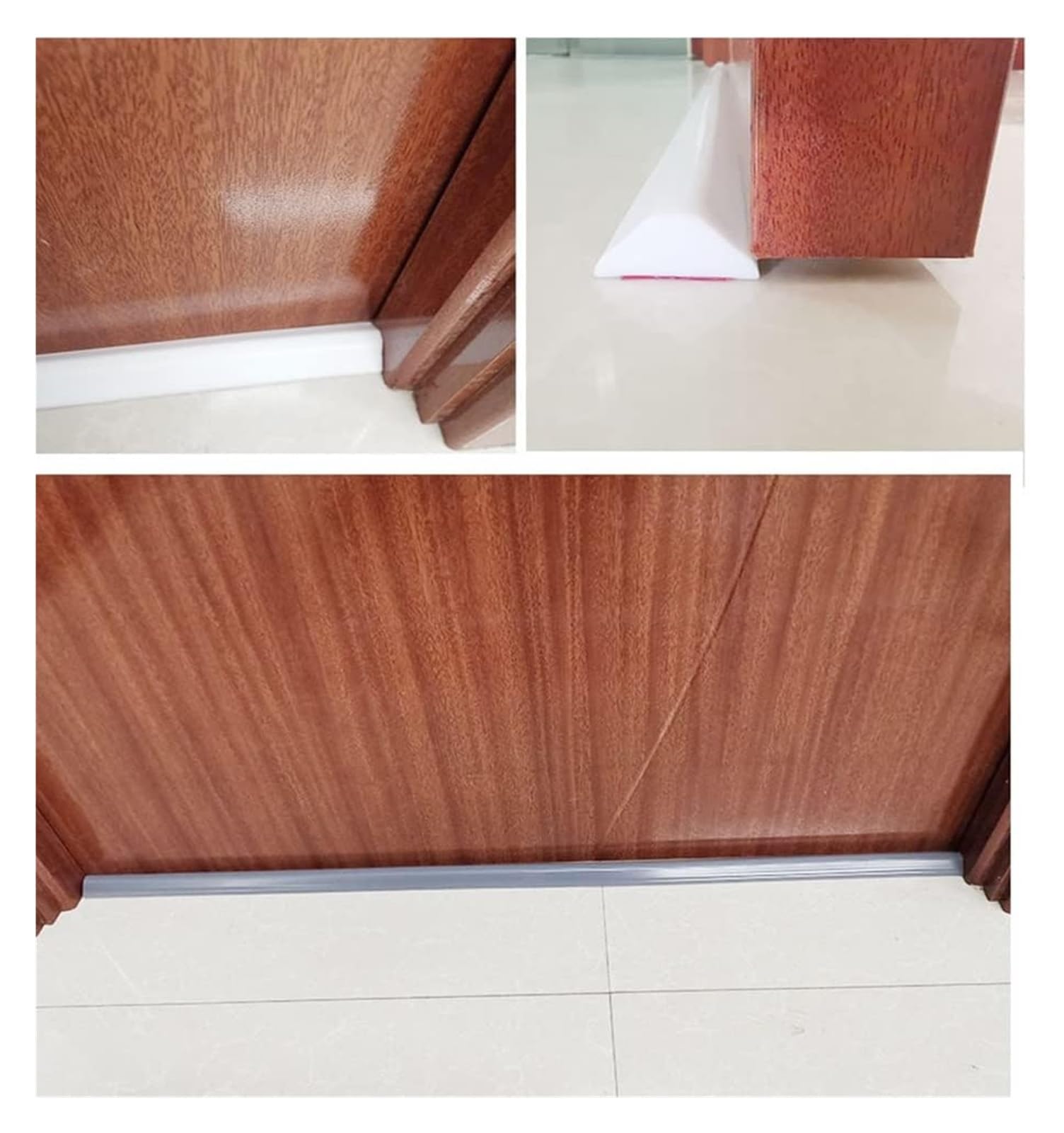 Tira de tapón agua for piso, inundación baño silicona, presa umbral ducha plegable, sistema retención(Grijs,4m/157 inch)