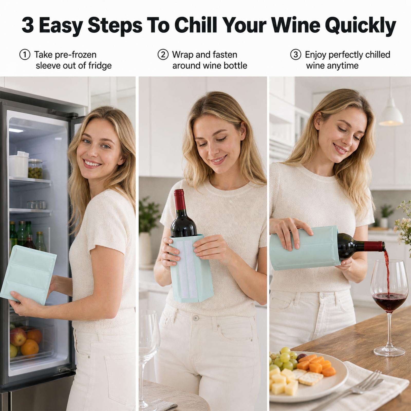 Reusable Gel Wine Sleeve – Freezable No-Ice Bottle Chiller for Wine, Champagne & Beer, Universal Fit 750ml Bottles, Outdoor Parties, Picnics & Gifts — Amazon image 3