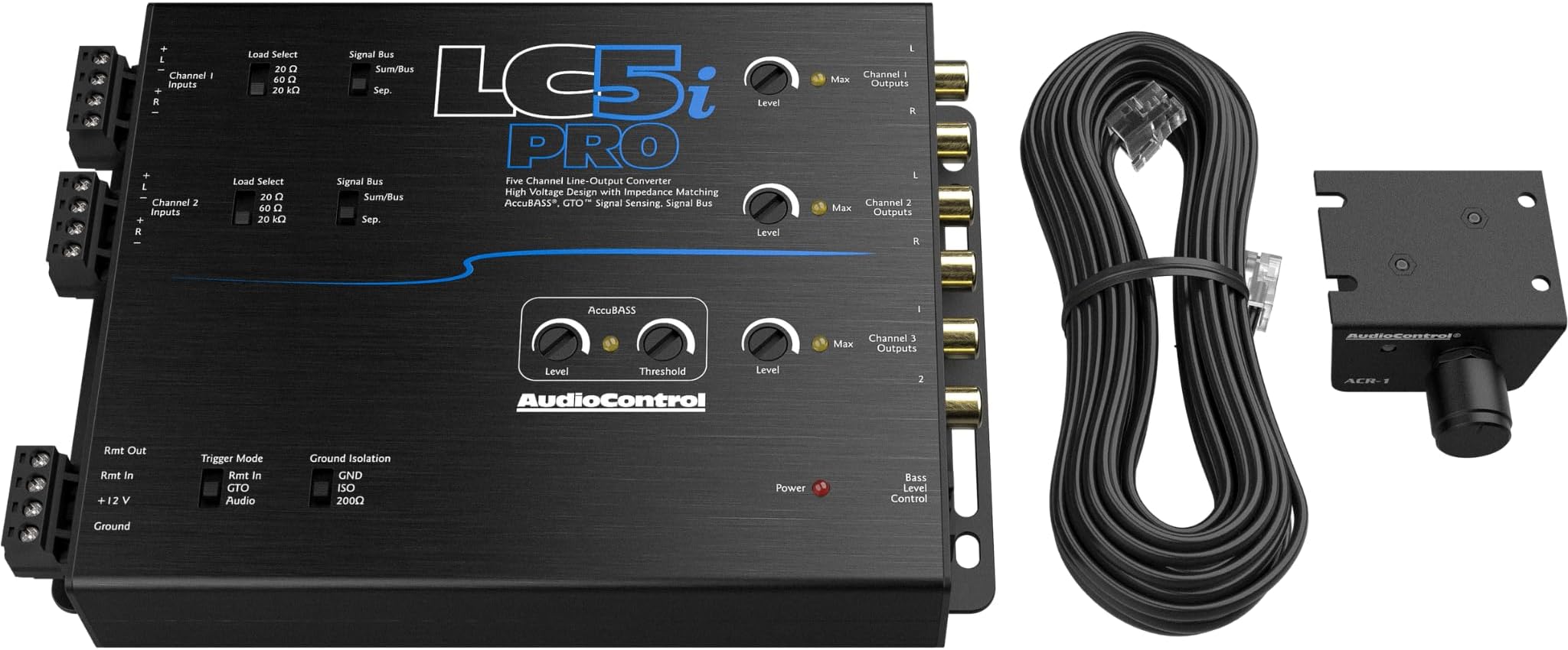 AudioControl LC5iPRO 5-Channel Active Line Out Converter with with AccuBASS for Adding Subwoofers, Amplifiers to Factory Car Audio Receiver Head Unit, Includes ACR-1 Dash Remote Bass Knob Controller