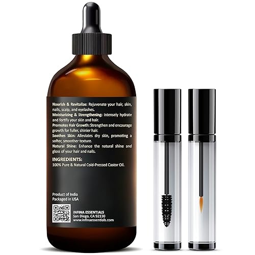 Miniatura 9 de INFINA ESSENTIALS Aceite de ricino prensado en frío sin refinar, aceite de ricino natural y puro nutre el cabello, la piel, las uñas y el cuero