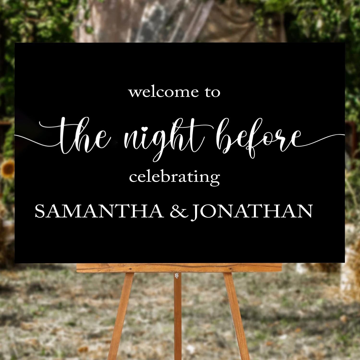 The Night Before Rehearsal Dinner Welcome Sign Printable Template, Minimalist White on Black Yard Sign, Welcome to Wedding Sign Template