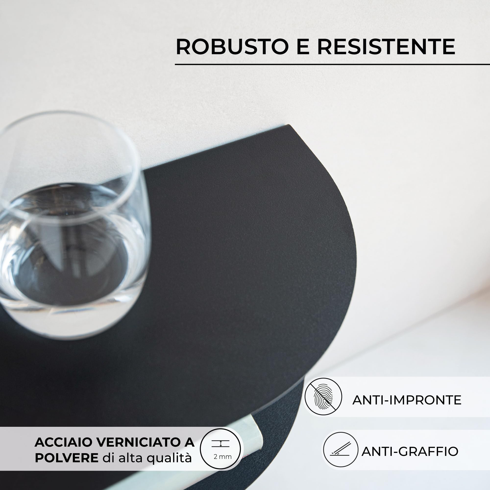 MILUKA Set da 2 Comodini Camera da Letto Moderni da 40 x 20 cm | Comodino Sospeso Nere, 2 Livelli | Mensole da Muro Versatile come Comodino Piccolo, Consolle Ingresso