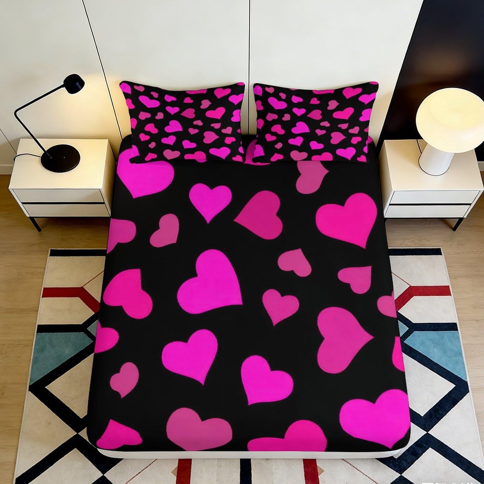 3D Printed Japanese Wave Fitted Sheet Microfiber Deep Pocket Non-Slip for Adult Bedroom Bedding Art Mattress Fitted Cover Washable 90x200x25cm