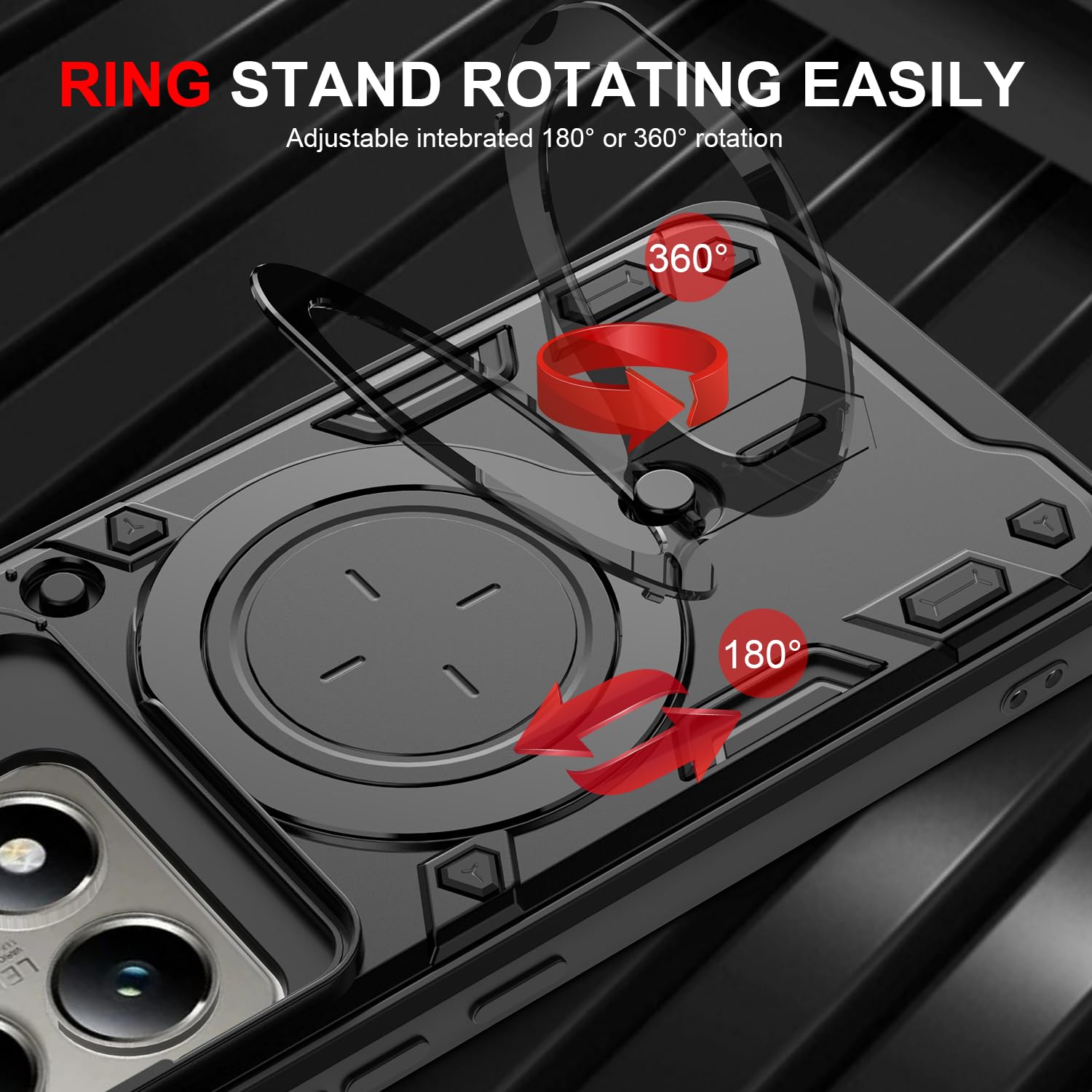 XRCS for Xiaomi 14T Pro Case,with Camera Lens Cover Slider 1Pack Screen Protectors Magnetic Kickstand Protective Case Heavy Duty Rugged Cell Phone Protective Cover Black - Image 4