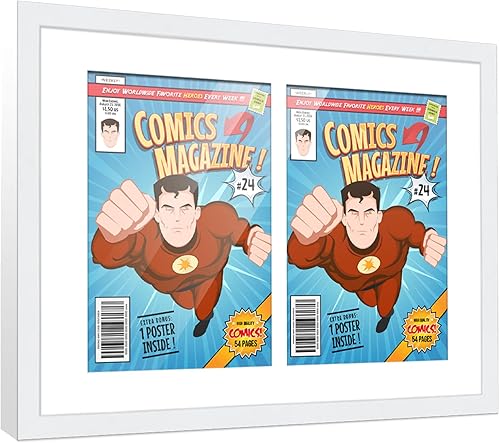 Miniatura 97 de Poster Palooza Marco de cómic con paspartú para 4 cómics de la era actual publicado después de 1985, marco de cómic negro para cómics de 6.875 x