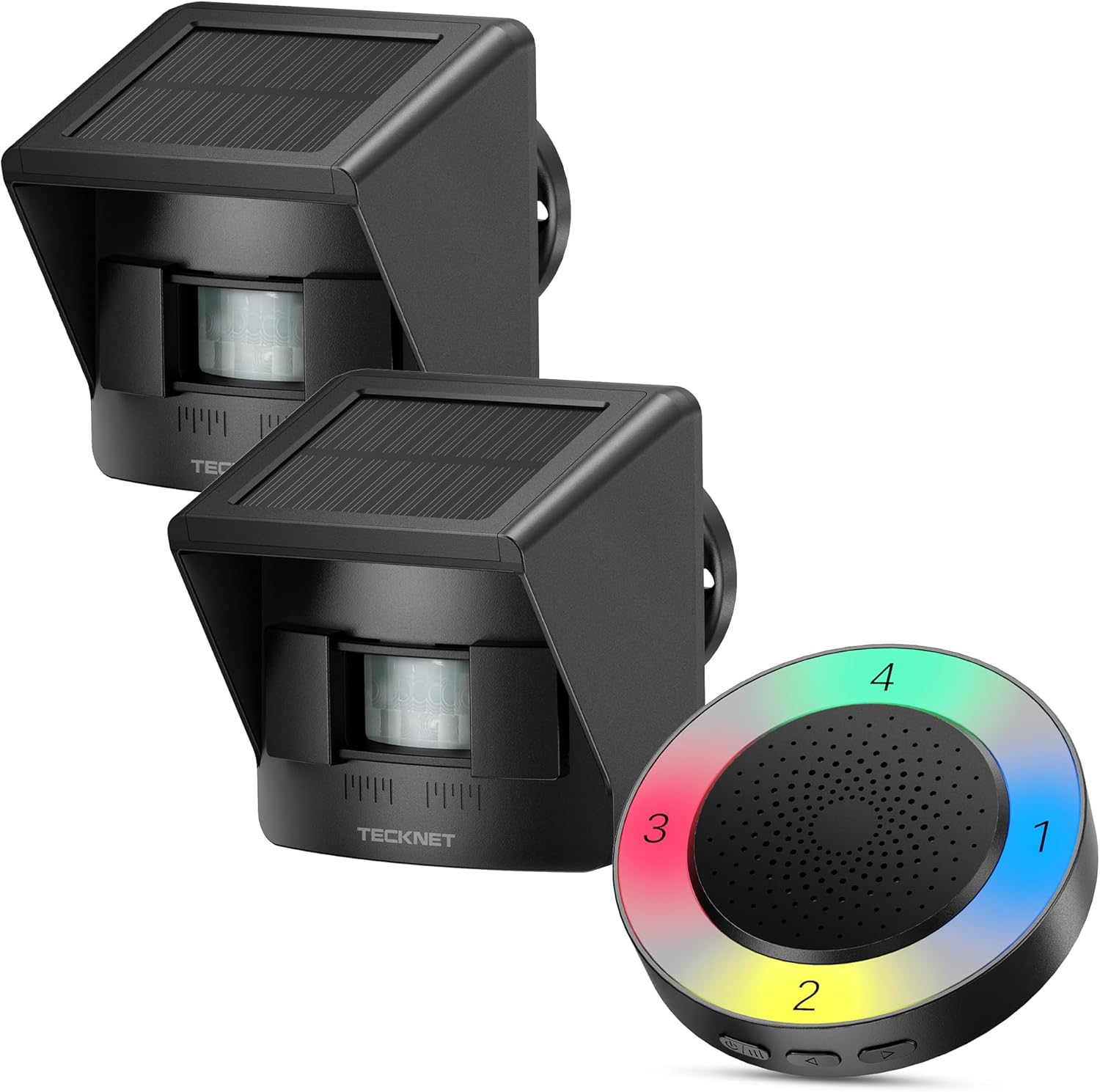 TECKNET Photo voltaic Wi-fi Driveway Alarm with 2600FT Lengthy Vary & 36 Melodies & 5 Volumes and Helps 4 Zones Weatherproof Movement Sensor Alarm to Defend Inside /Exterior Property (1 Receiver 2 Sensor)