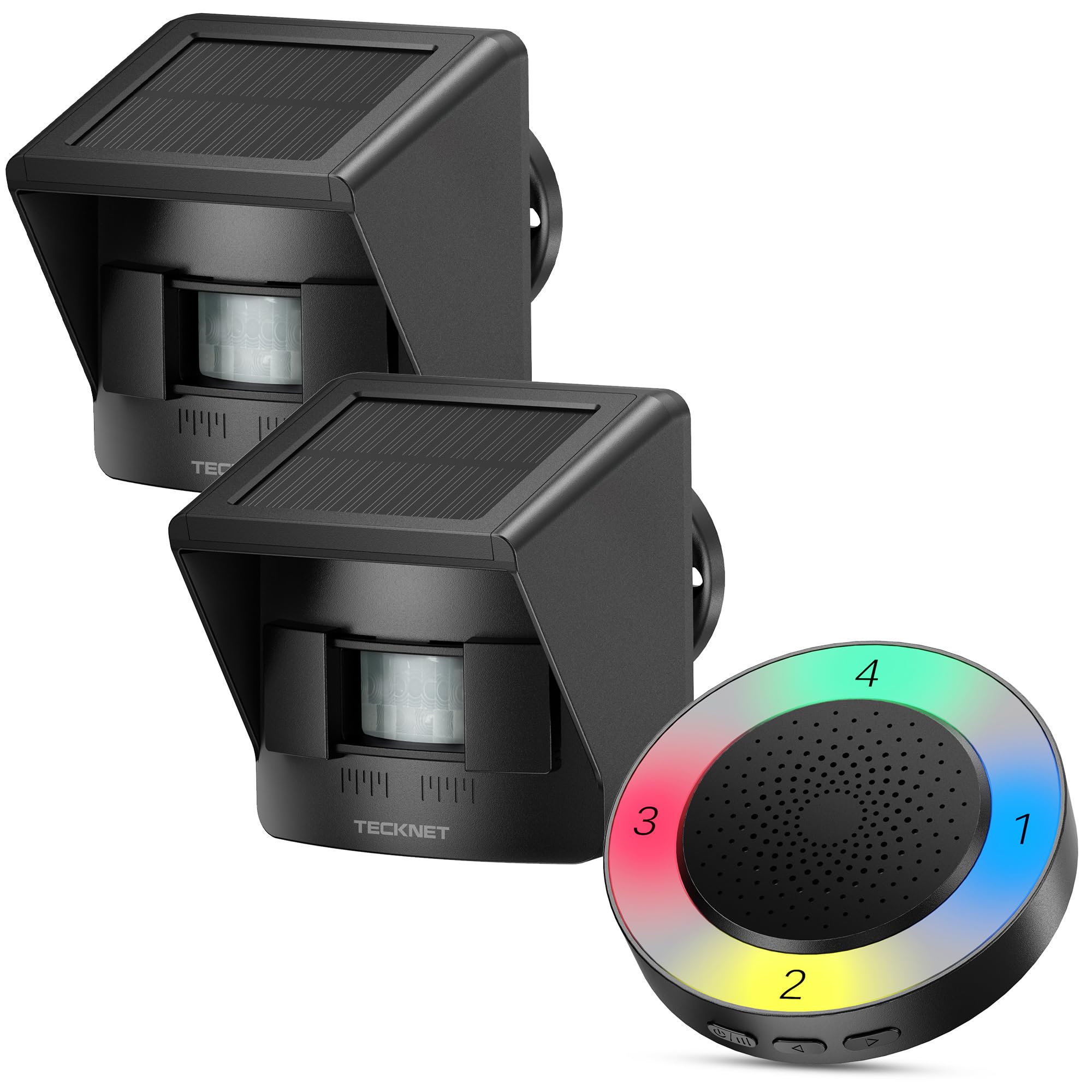 Photo 1 of TECKNET Solar Wireless Driveway Alarm with 2600FT Long Range & 36 Melodies & 5 Volumes and Supports 4 Zones Weatherproof Motion Sensor Alarm to Protect Inside /Outside Property (1 Receiver 2 Sensor)