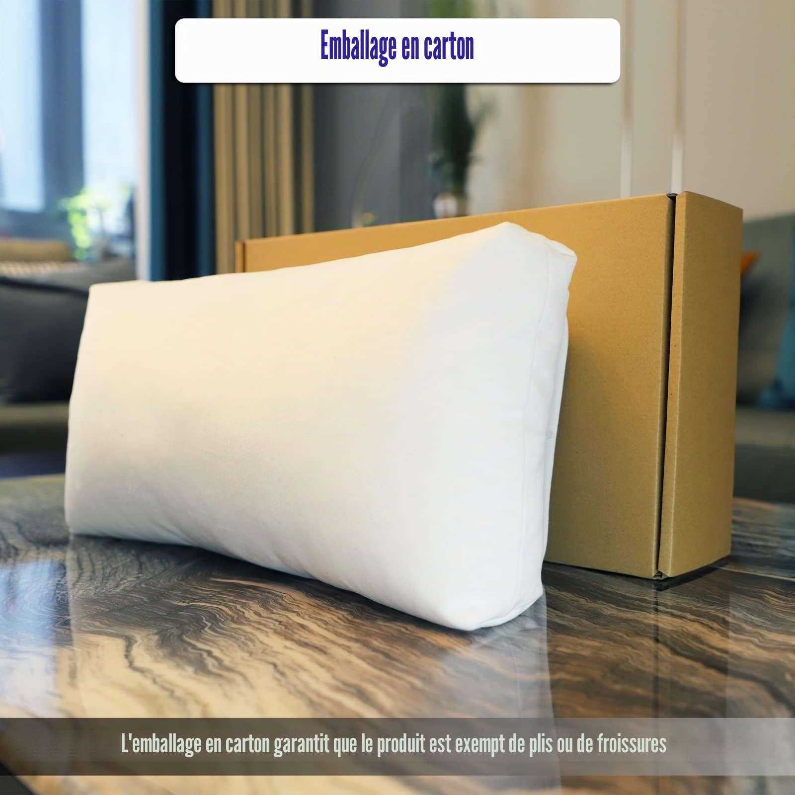 Coussin de tête inclinable en velours avec base antidérapante – Support de cou réglable pour soulager la douleur à la maison, au bureau et en voyage (blanc naturel)