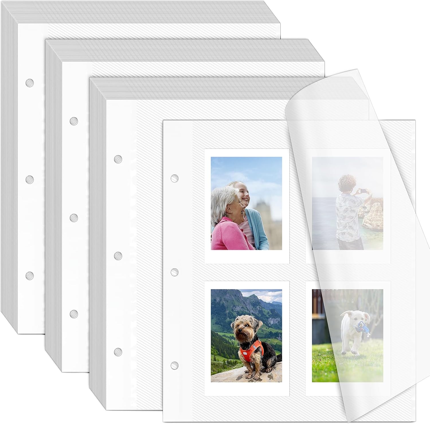 VOKOY 60 Sheets/120 Pages Photo Album Pages for 3 Ring