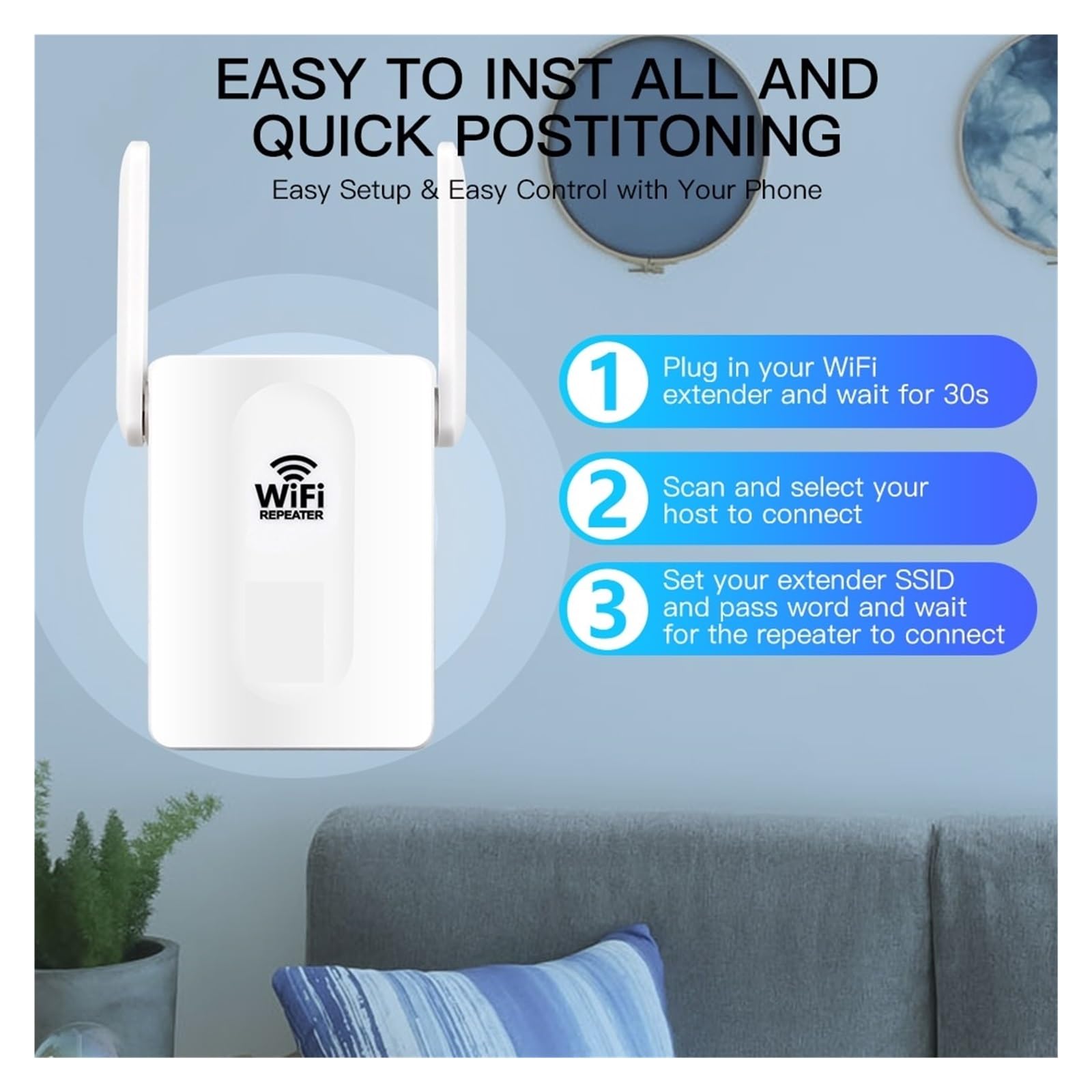 Wzmacniacz Sygnału Wi-Fi 300 Mb/s, Punkt Dostępu Bezprzewodowego Dalekiego Zasięgu 802.11N Easy Szeroka Kompatybilność