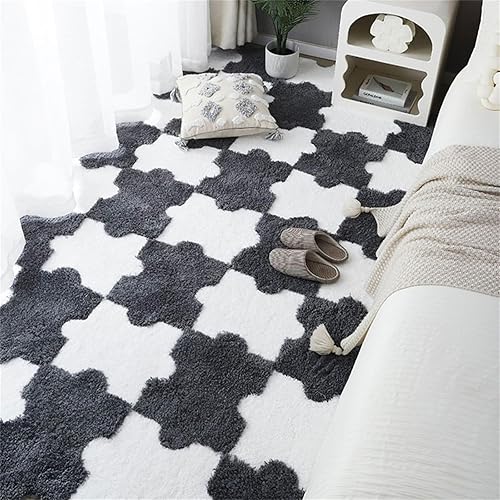 12 piezas de alfombra de rompecabezas de felpa que se entrelazan, alfombra de juego esponjosa, azulejos suaves para decoración del hogar y sala de