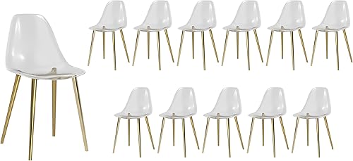 Miniatura 25 de Baysitone Juego de 4 sillas de comedor transparentes, sillas modernas de cocina con asiento transparente, sillas laterales de acento acrílico