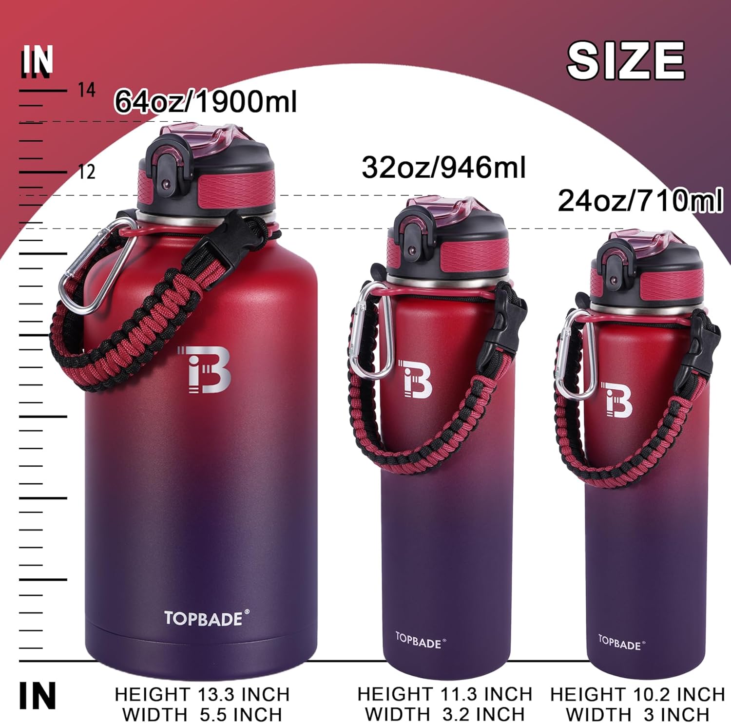 32oz Insulated Water Bottle with Straw Lid & Spout Lid & Paracord Handle, Stainless Steel Water Bottle Wide Mouth, Double Wall for Women Men Gym Fitness Outdoor - Image 6