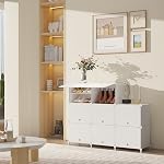 AWTATOS Raquette de chaussures, 8 Armoire de rangement de chaussures Tier avec porte, blanc 32 Tablettes de l'organisateur de chaussures pour le placard Hallway Chambre Entrée