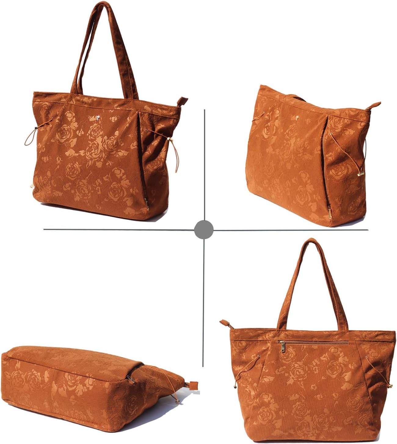 ESVAN Corduroy Yoga Tote Bag Gifts for Women Drawstring Yoga Mat Bag for Office Workout Travel Carryall Pilates Gym - Image 7