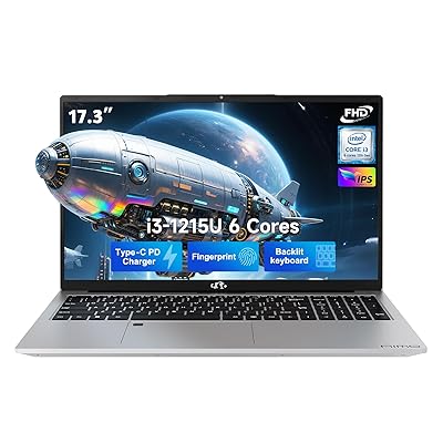 NIMO 17.3" IPS FHD Laptop, Intel 6 Cores i3-1215U 16GB RAM 512GB SSD (Beat Ryzen 5 7520U, Up to 4.4GHz) Computer with 65W Type C Backlit Keyboard Fingerprint, for Home Student and Business