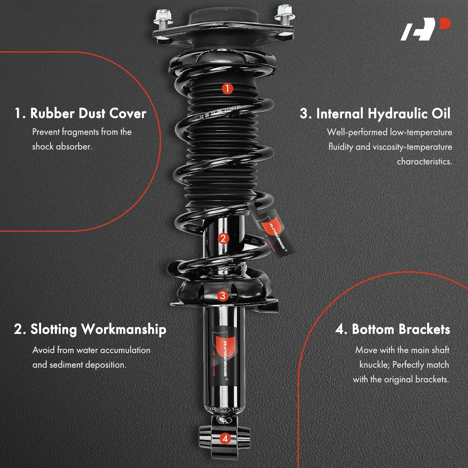 A-Premium Rear Pair (2) Complete Strut and Coil Spring Assembly Compatible with Subaru Legacy 2019, Driver and Passenger Side