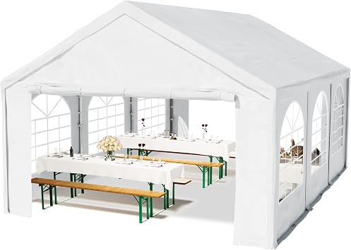 4x6 m Excellent Marquee with strong approx. 240g/m  PE tarpaulin, Party Tent with fully galvanised & bolted steelframe white