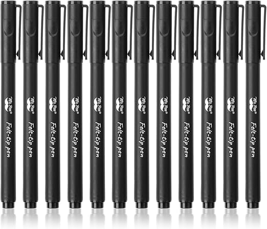 Mr. Pen - 12 Pack Black Bible Journaling & Planner Pens, Fine 0.7 mm Points, Fast Dry Felt Tips