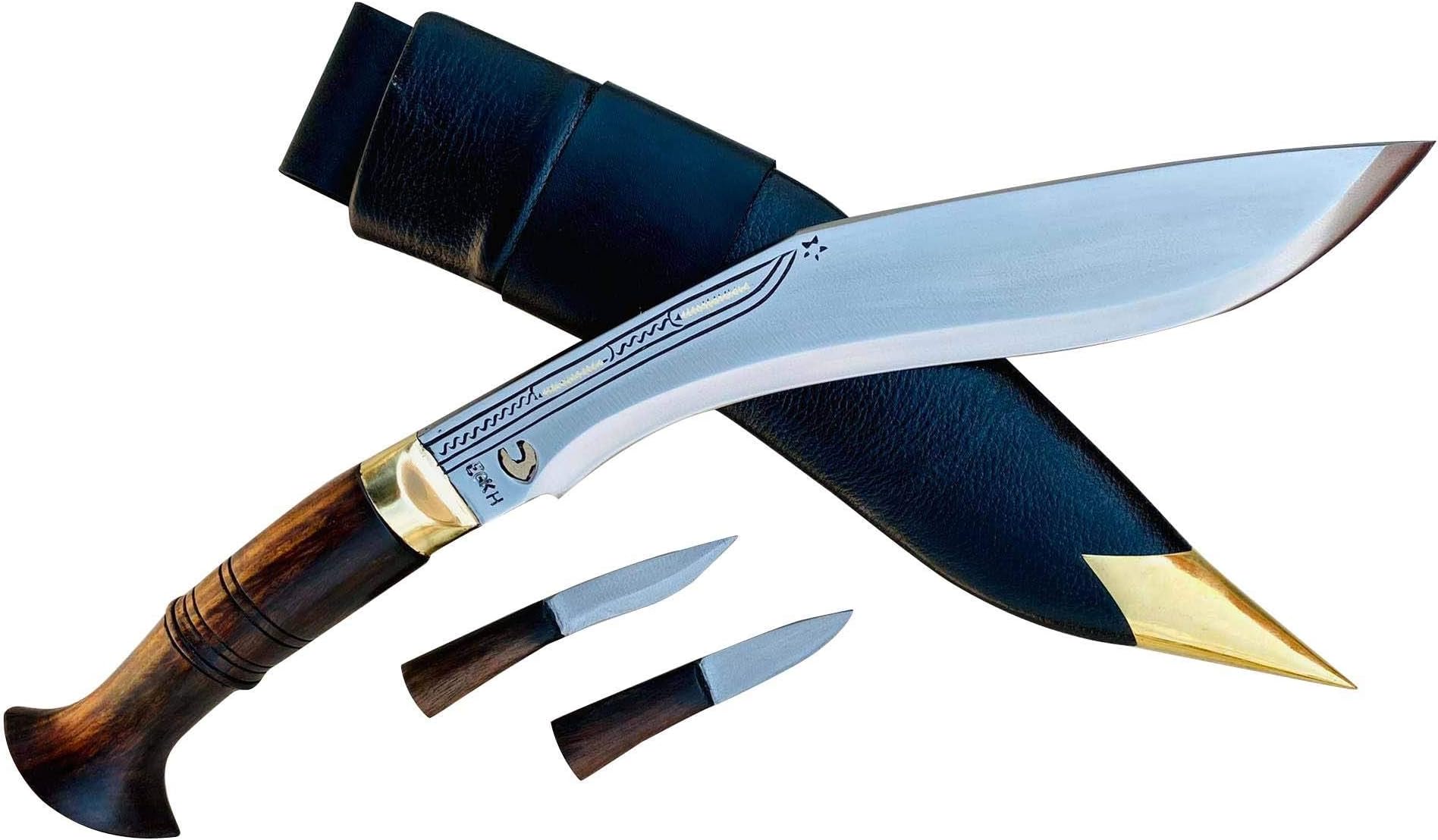 11" Traditional Chainpure Sirupate Hunting Khukuri - Hand Forged Kukri Nepal - Carbon Steel 5160 Spring Steel with Dark Rosewood Handle