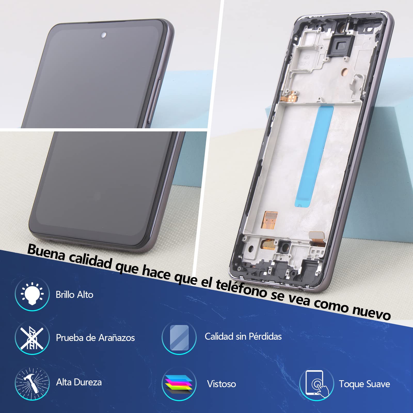 RongZy AMOLED Pantalla para Samsung Galaxy A52 5G A526B/A526U/A52s 5G A528B Pantalla Táctil LCD Kit de Pantalla de Repuesto Ensamblaje Digitalizador de Reemplazo con Herramientas(con Huella Digital)