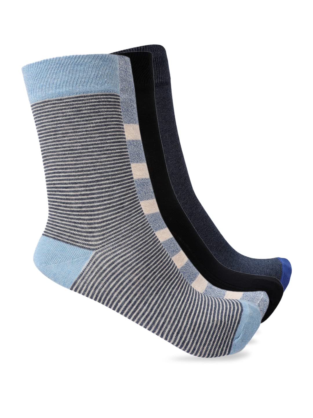 Smarty Pants men's pack of 4 solid and printed cotton socks.(SMSC-612_Free Size)