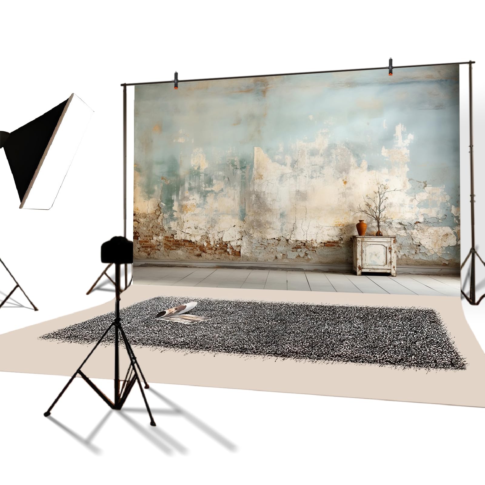 YongFoto 3x2,5m Sfondo fotografico Muro di mattoni Rotto Vecchio muro Struttura rustica Custodia in legno Cemento Sfondo per la festa nostalgica Sfondo vintage Personale Accessori per fotografico