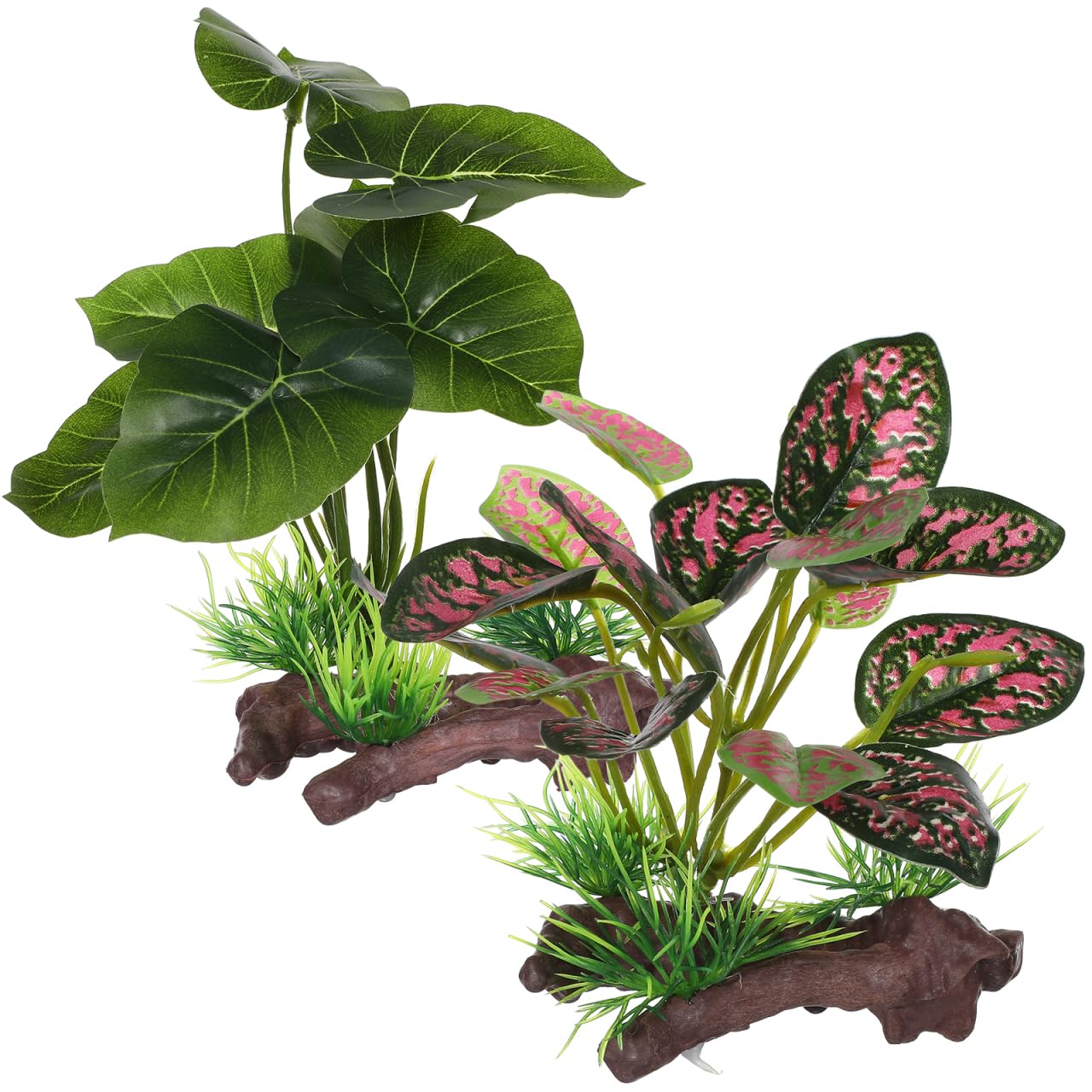 HANABASS 2Pcs Artificial Aquarium Plants Faux Resin Fish Tank Decorations Safe Fish Hideouts Realistic Plastic Underwater Ornament for Home and Office Aquarium