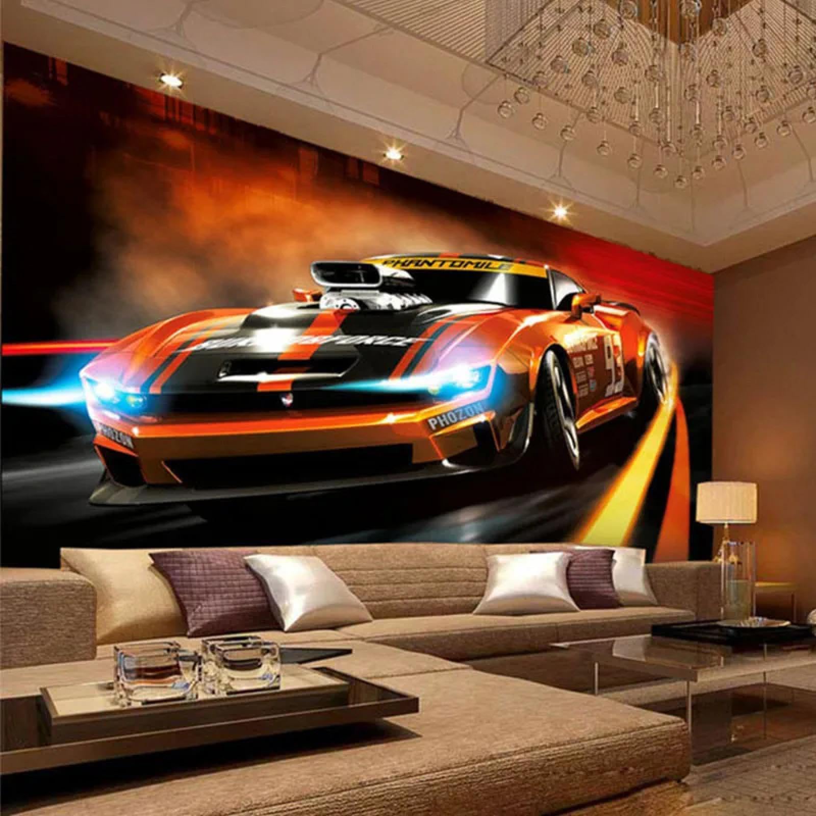 Papier peint voiture 3D design d'intérieur créatif haut de gamme