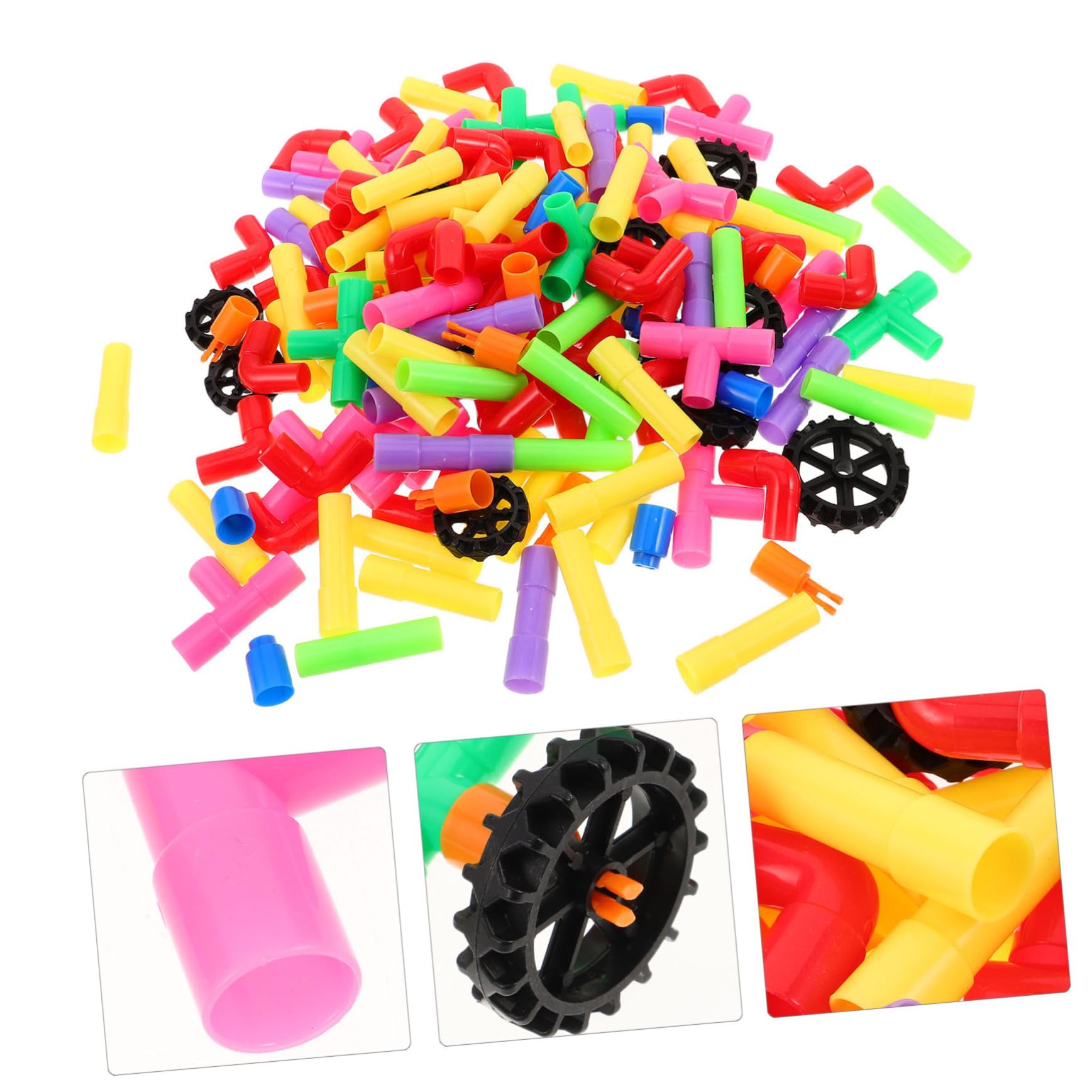 Rohrbausteine für Kleinkinder und Vorschulkinder mit Vielfarbigen Steckbausteinen als Lernspielzeug Hand-Augen-koordination und Kreativen Konstruktionsspiel