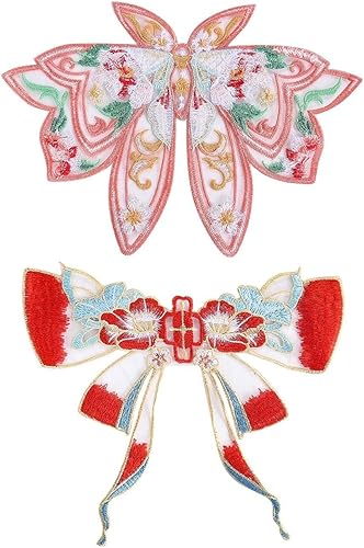 Miniatura 9 de 2 piezas de parches de encaje con moño, parches de encaje bordados blancos para decoración de vestido de novia y boda Bowknot,Bowknot