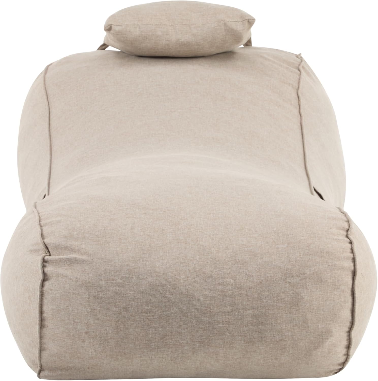 Merax Outdoor Bean Bag Chairs with Headrest Set of 2, 71" Lounger Chair for Adults Bean Bag Bed with Foam Filled for Patio Pool Balcony & Desk, Beige Fabric Outside Beanbag Chair, Beige