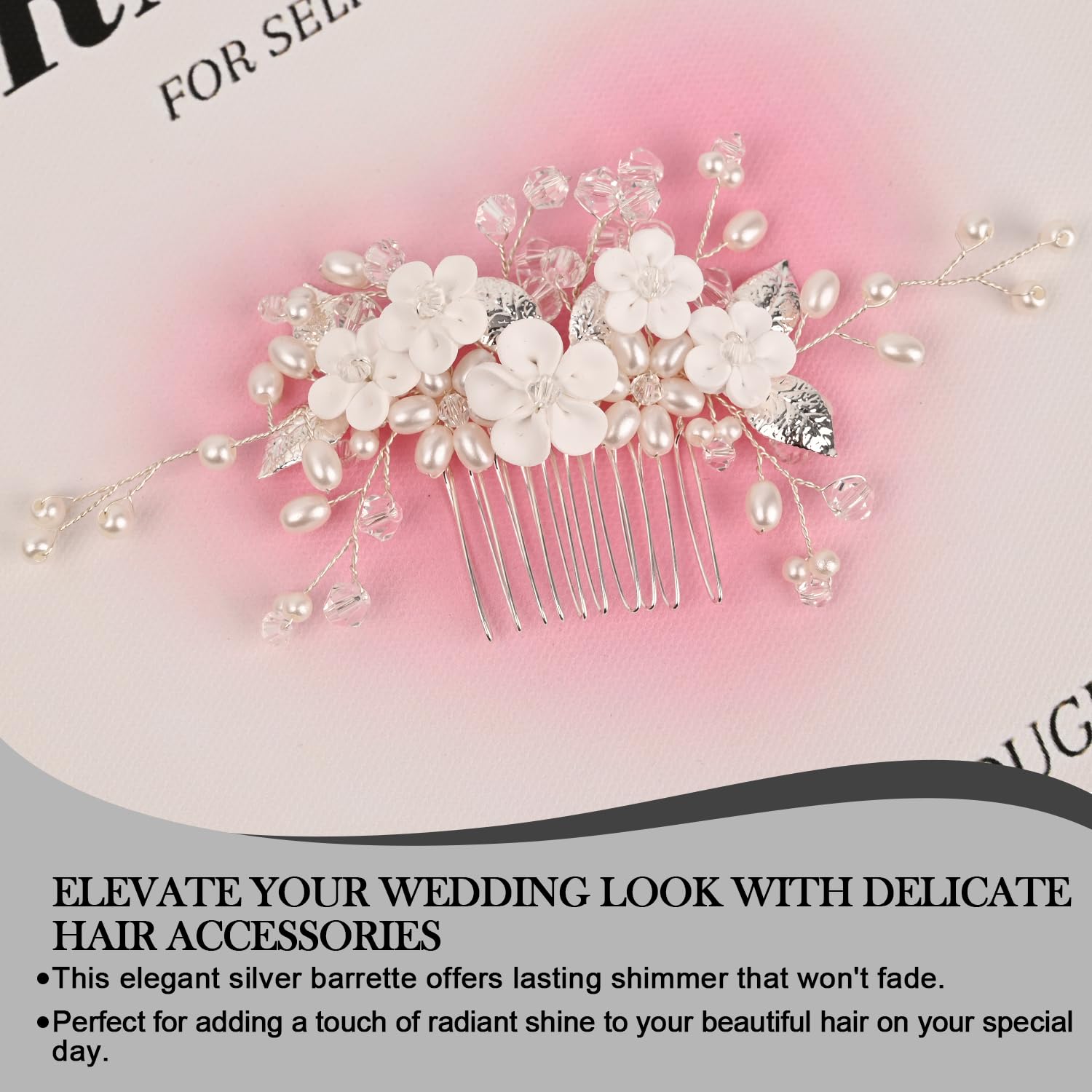 Bridal Wedding Hair Combs, Crystal Hairpiece Flower Hair Vines for Weddings and Special Occasions(silver) - Image 2