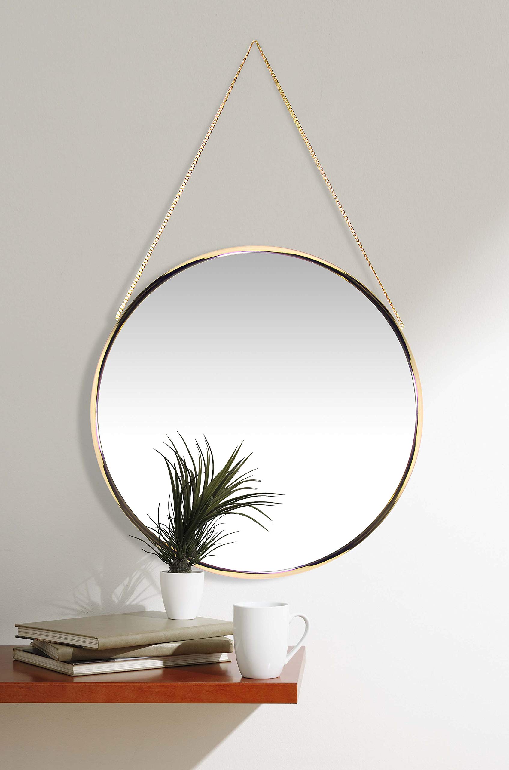 Buy Franc Gold Round Wall Mirror Circular Gold Mirror on Chain 17.5