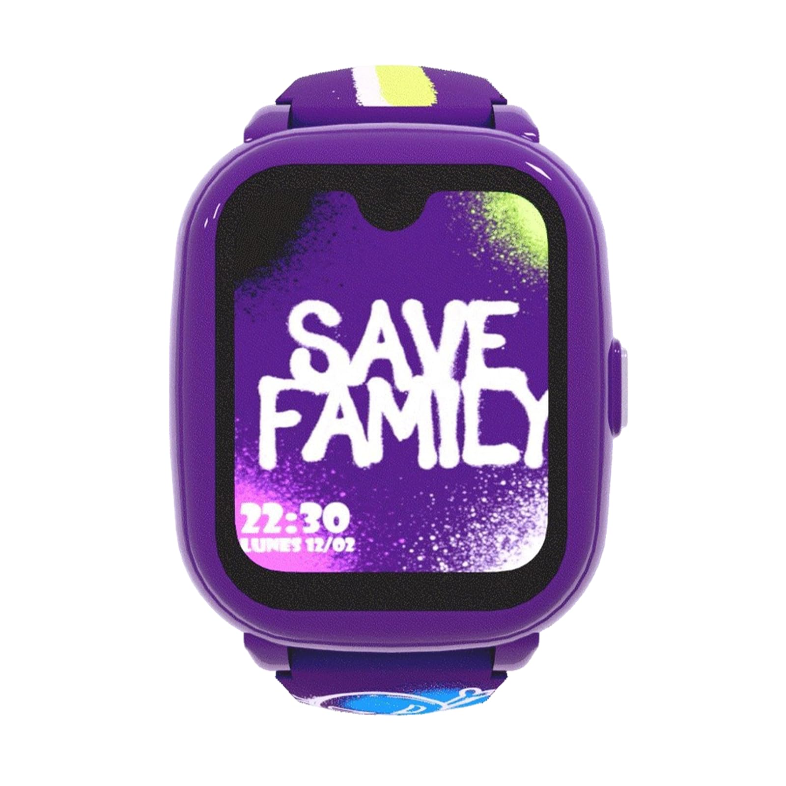 SaveFamily Iconic 2 Plus 4G. Smartwatch voor kinderen. Videogesprek, Video, Beller-ID, Muziek, Bluetooth, App Store, Whatsapp. GPS-kinderhorloge, Camera, SOS, waterdicht (Iconic 2 Plus, Graffiti)