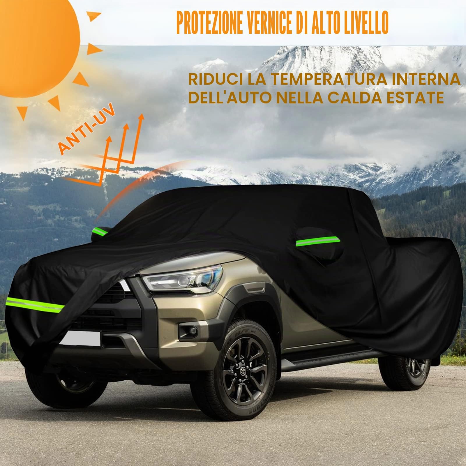 Telo copriauto Pickup, Copertura per Auto Compatibile con Ford Ranger Toyota Hilux Nissan Navara, Impermeabile Traspirante Telo Auto Copriauto da Esterno protezione da neve, pioggia, polvere