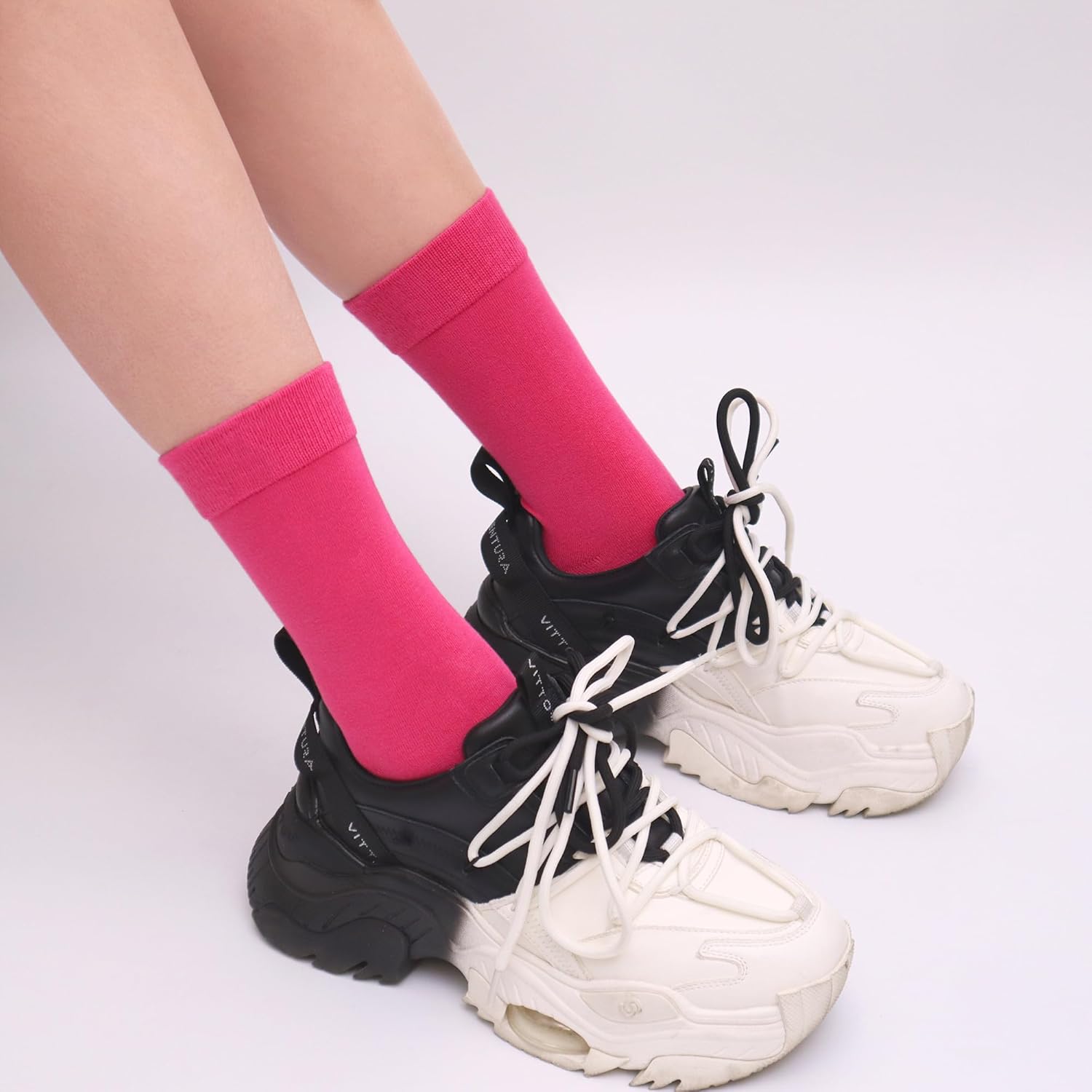 4-Pack Combed Cotton Viscose Kids Casual Socks Cool Crew Fashion Neon & Solid Colors Dress Socks Elastic Fit for Girls Boys - Image 6