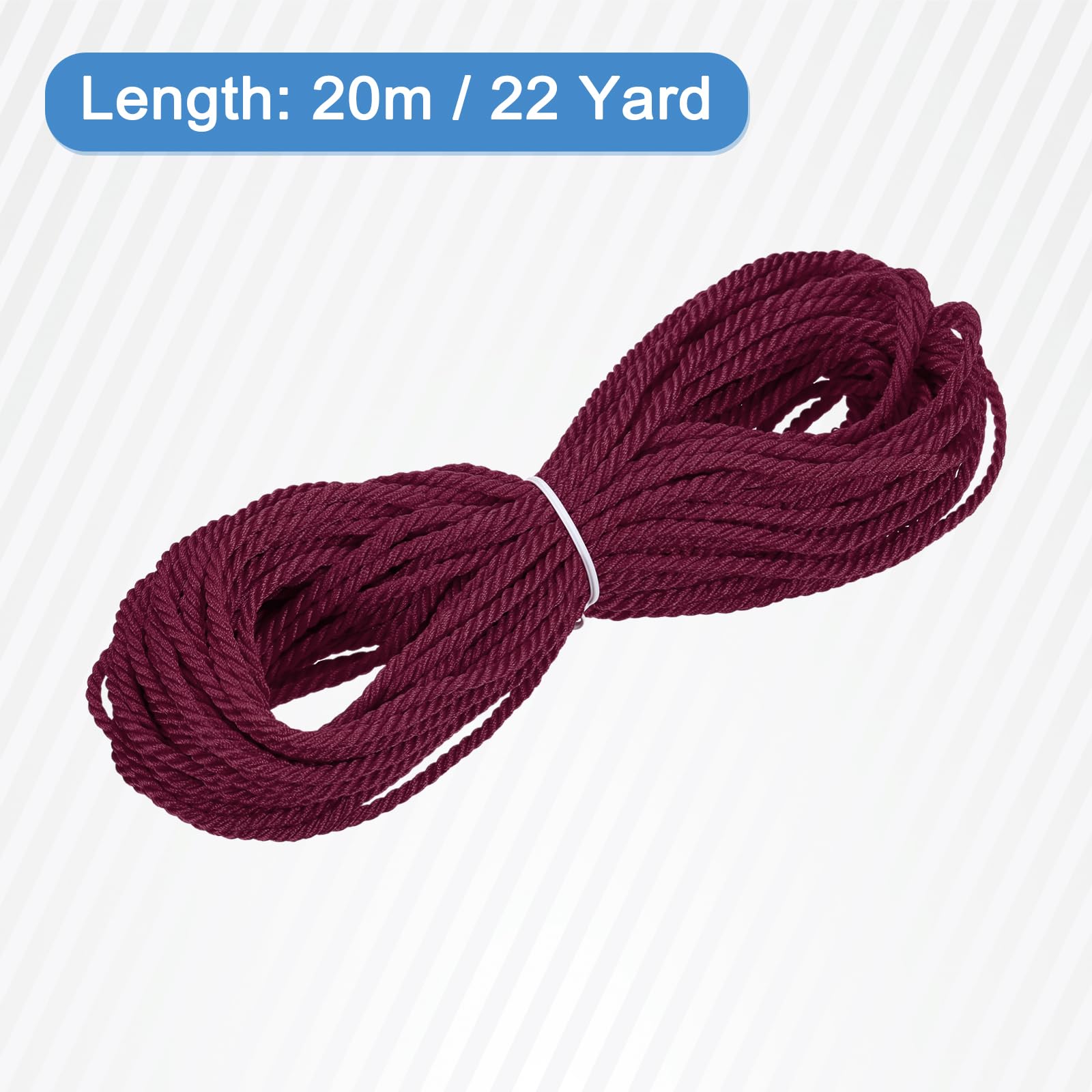 CORDON TRESSÉ TORSADÉ ZAPLYTE - 16 YARDS (ENVIRON 14,6 M) - 5 MM - ROUGE FONCÉ ARGENT