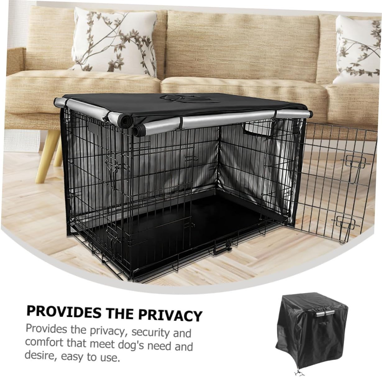 Happyyami Dog Kennel Covers Pet Crate Protective Cover Windproof Oxford Cloth Design for Indoor Outdoor
