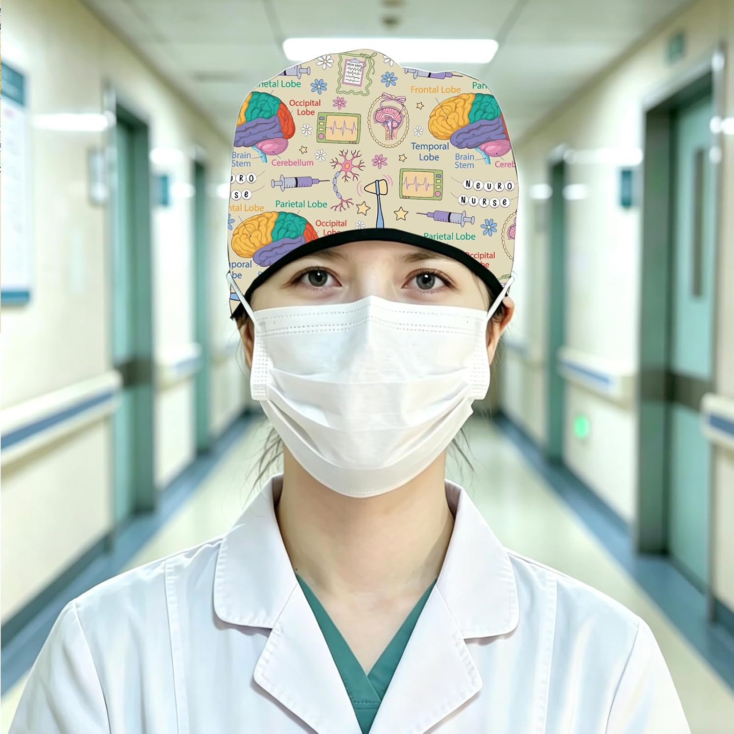 MBMSO Neurologist Gifts Neuro Nurse Scrub Cap Neurology Team Gifts for Neurology Nurses Neuroscience Hat Brain Health Gift