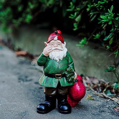 Miniatura 3 de Topadorn Estatuilla de gnomos, escultura de resina, gnomo de jardín, arrastrar un brunch de rábanos, estatua con una mariquita para decoración de