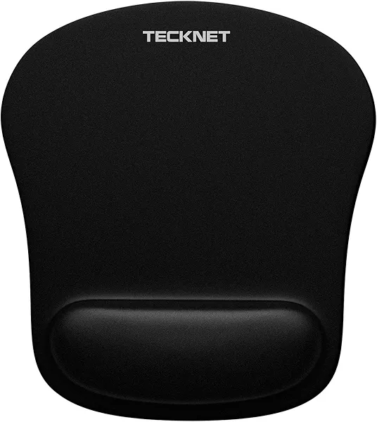 TECKNET Mouse Pad with Wrist Support, Ergonomic Gaming Mouse Pad Pain Relief, Portable Comfortable Mousepad for Computer, Laptop, Office, Home and Travel, Non-Slip Base, Waterproof Surface, Black